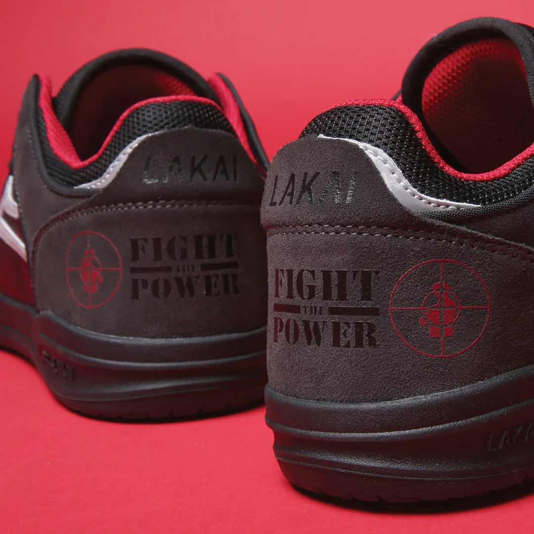 Lakai x Public Enemy Telford Low Skate Shoes - Black/Charcoal Suede