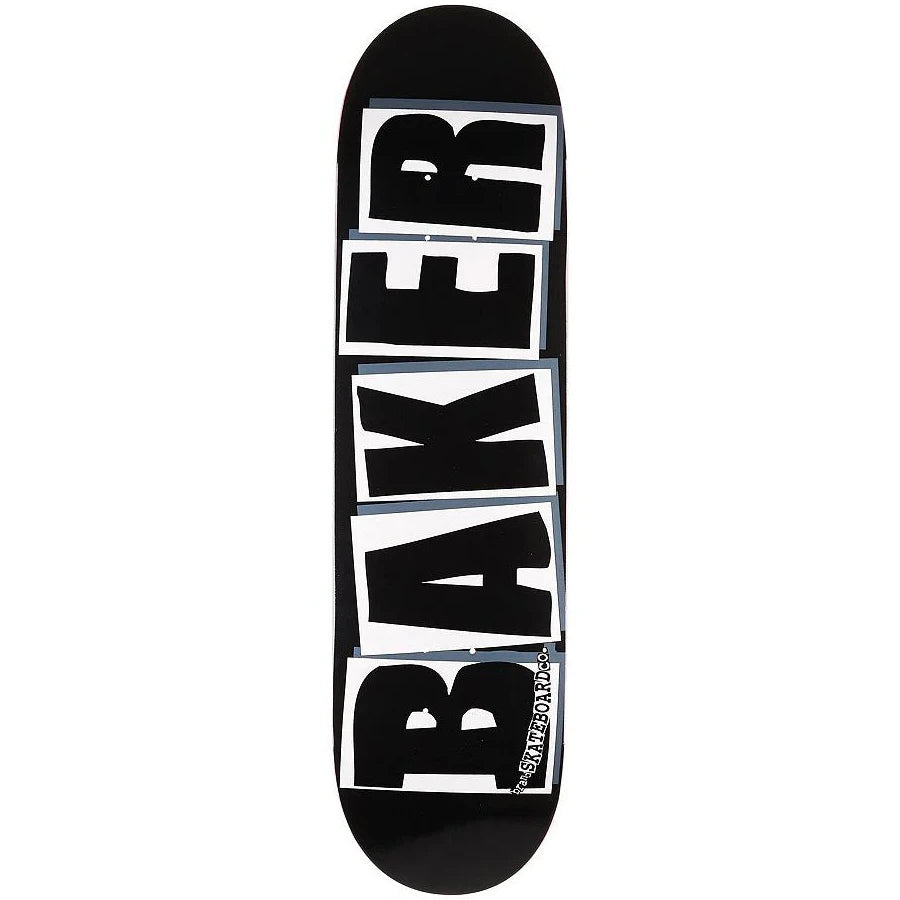 Black Skateboard deck with 'BAKER' branding on a white background