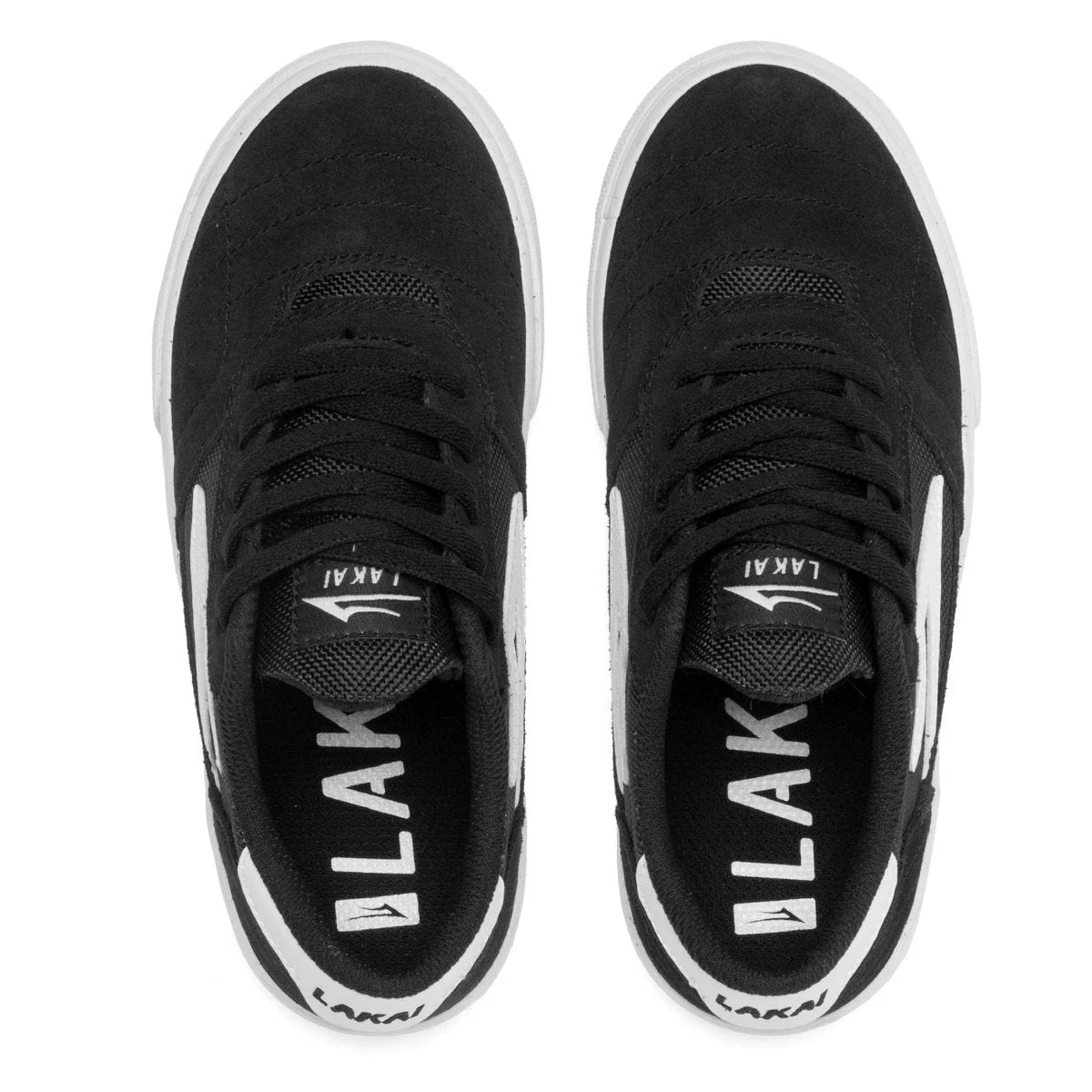 Lakai Cambridge Kids Skate Shoes - Black/White Suede