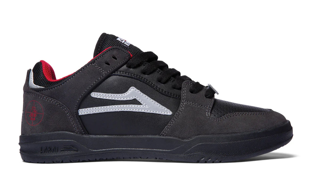 Lakai x Public Enemy Telford Low Skate Shoes - Black/Charcoal Suede