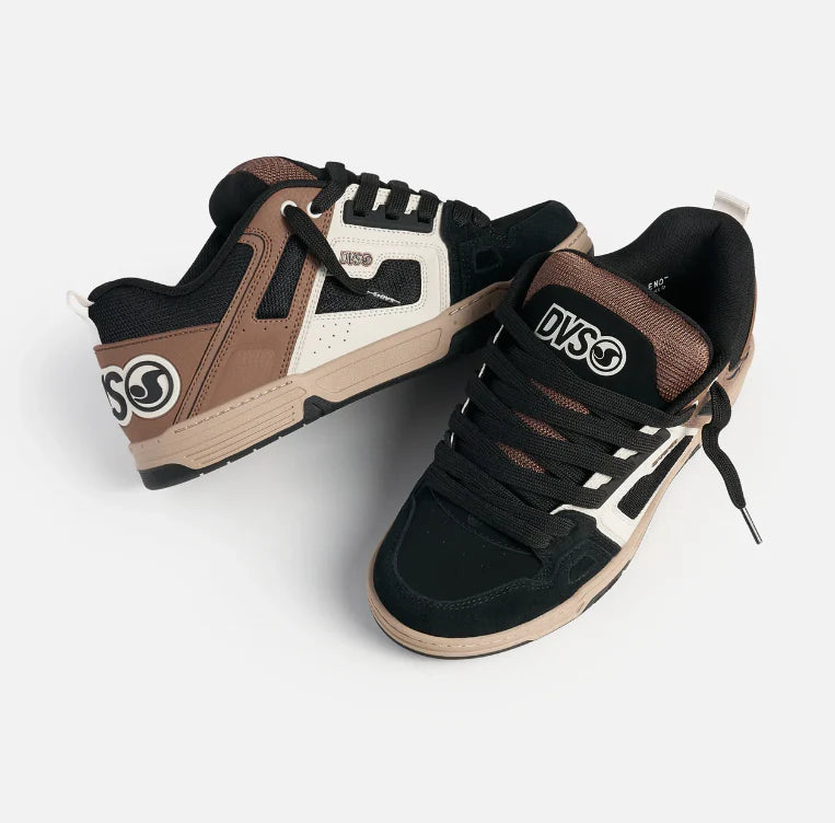 DVS Comanche Skate Shoes Black Taupe Brown Suede