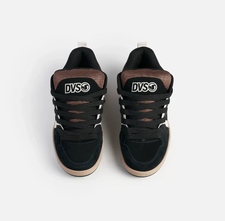 DVS Comanche Skate Shoes Black Taupe Brown Suede