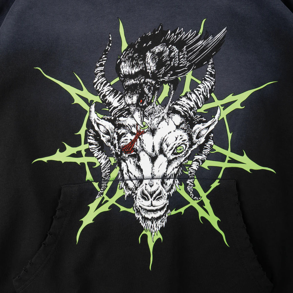 Slipknot x Welcome Ravenous Distressed Sun Fade Hoodie (Black Fade)