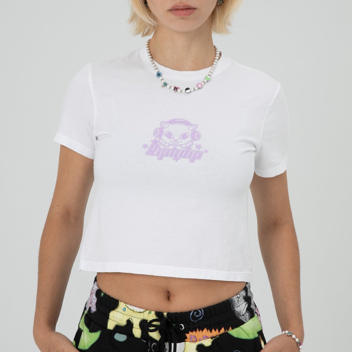 RIPNDIP Kawaii Nerm Cropped Baby Tee (White)