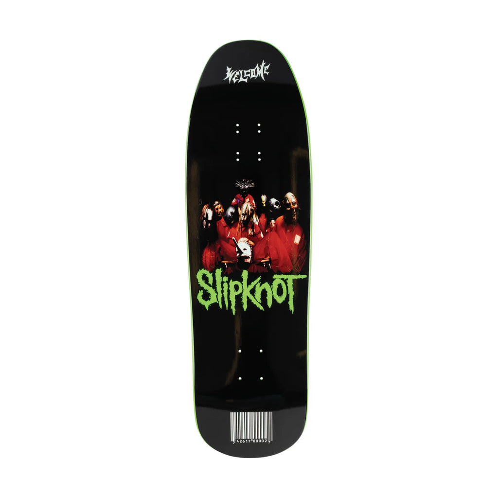 WELCOME X SLIPKNOT 9.67 SELF-TITLED SKATEBOARD DECK BLACK / GREEN DIP