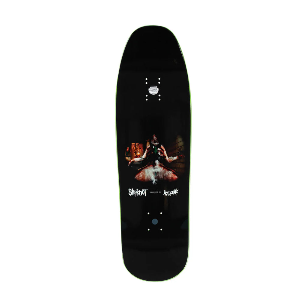 WELCOME X SLIPKNOT 9.67 SELF-TITLED SKATEBOARD DECK BLACK / GREEN DIP