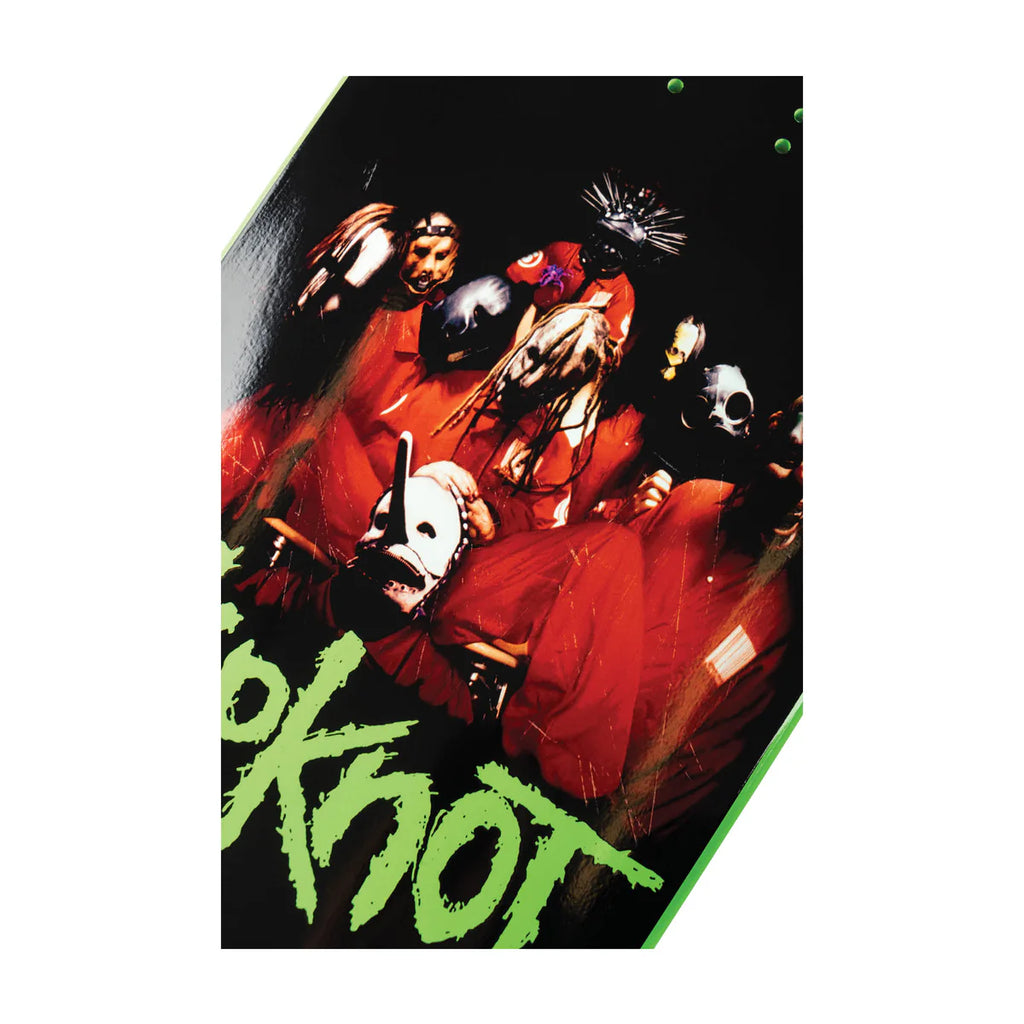 WELCOME X SLIPKNOT 9.67 SELF-TITLED SKATEBOARD DECK BLACK / GREEN DIP