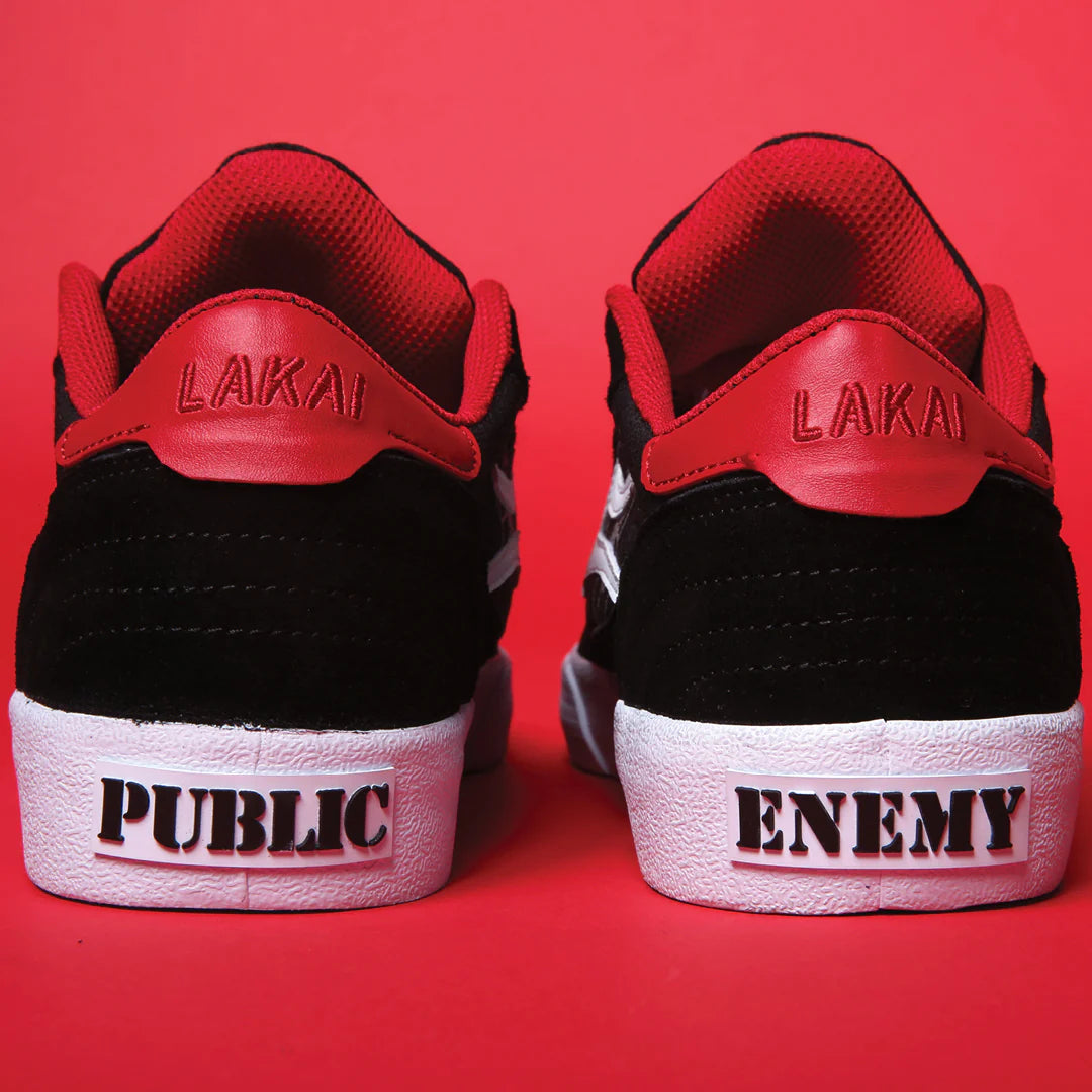Lakai x Public Enemy Cambridge Skate Shoes - Black/Red Suede