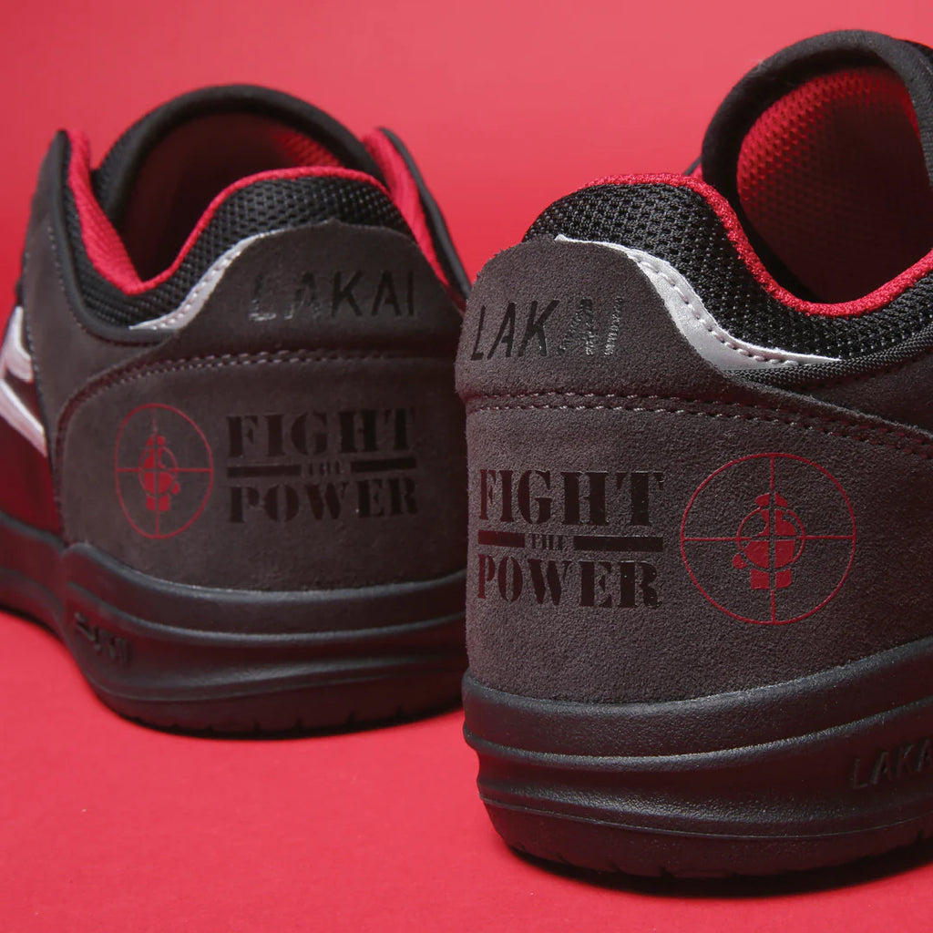 Lakai x Public Enemy Telford Low Skate Shoes - Black/Charcoal Suede