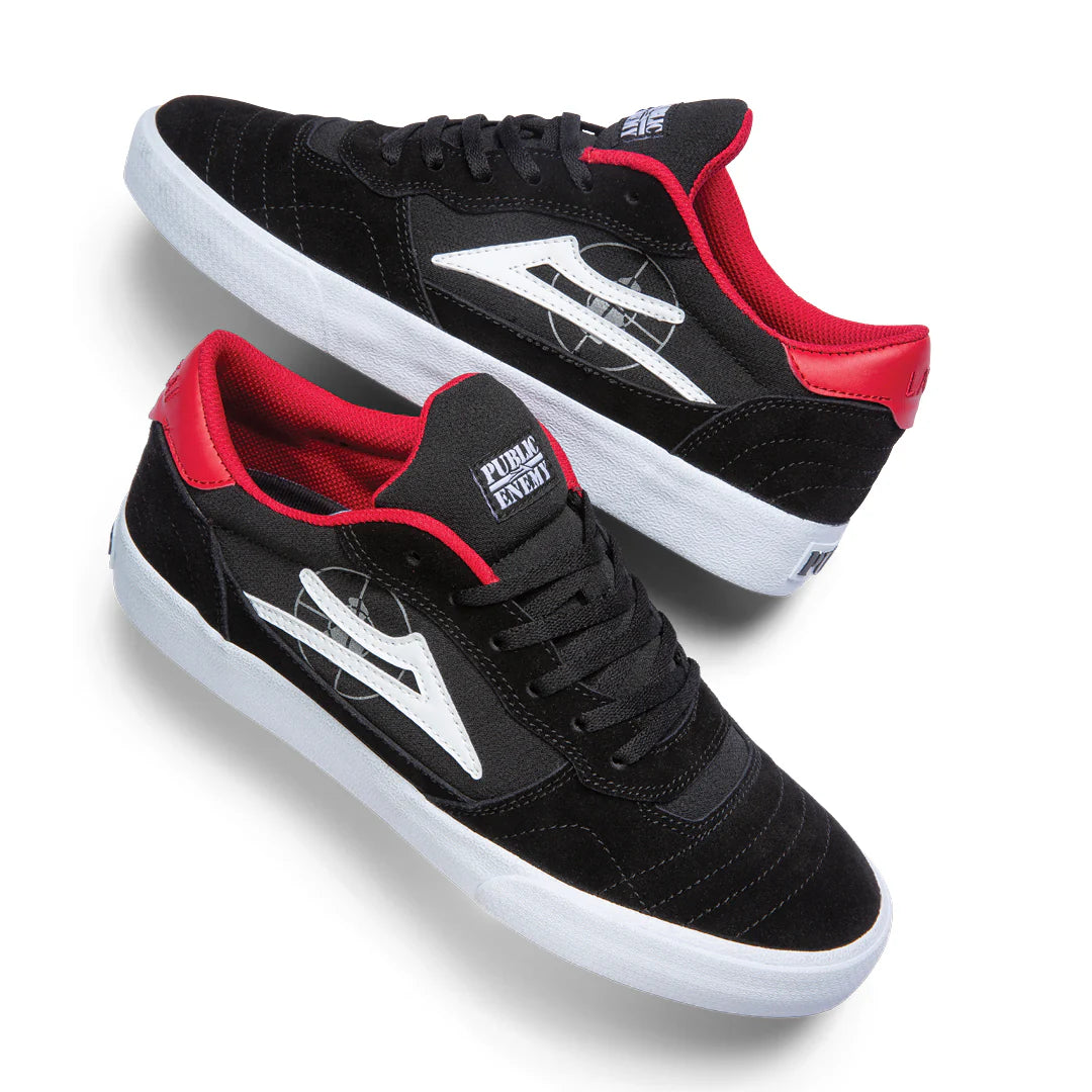 Lakai x Public Enemy Cambridge Skate Shoes - Black/Red Suede