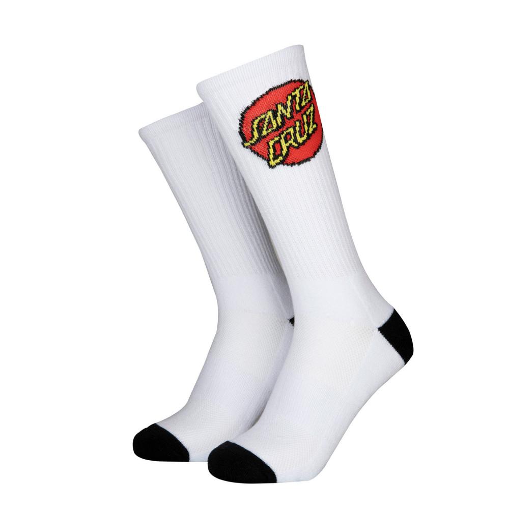 Santa Cruz Socks Classic Dot Sock (2 Pack) White & Black Adult
