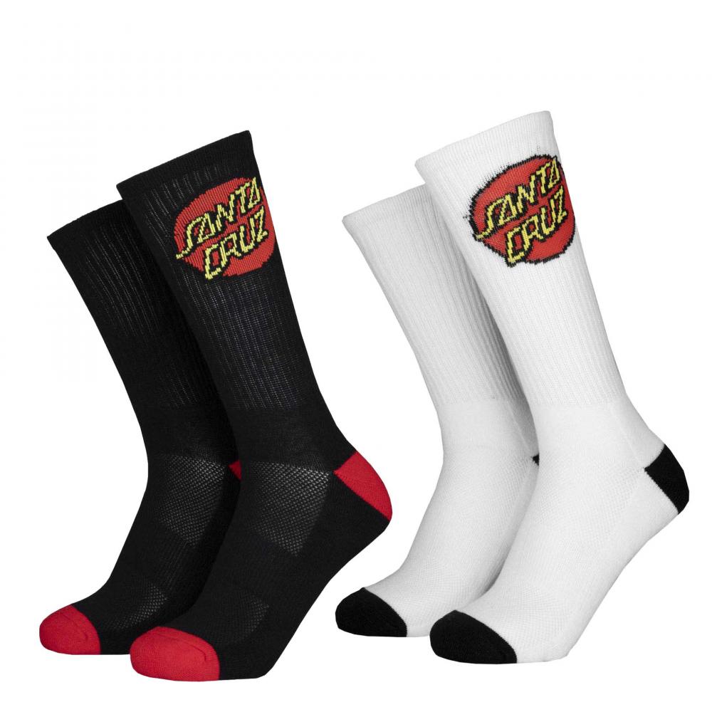 Santa Cruz Youth Socks Youth Classic Dot Socks (2 PK) White & Black
