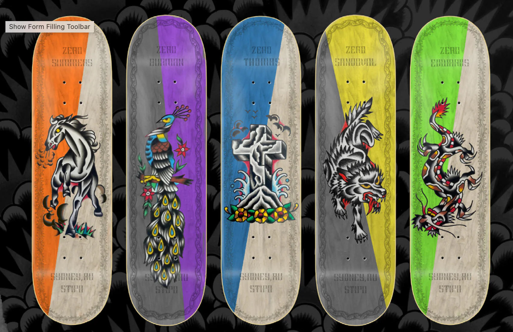 Zero Skateboard Deck Nik Stipo Dane Burman 8.25"