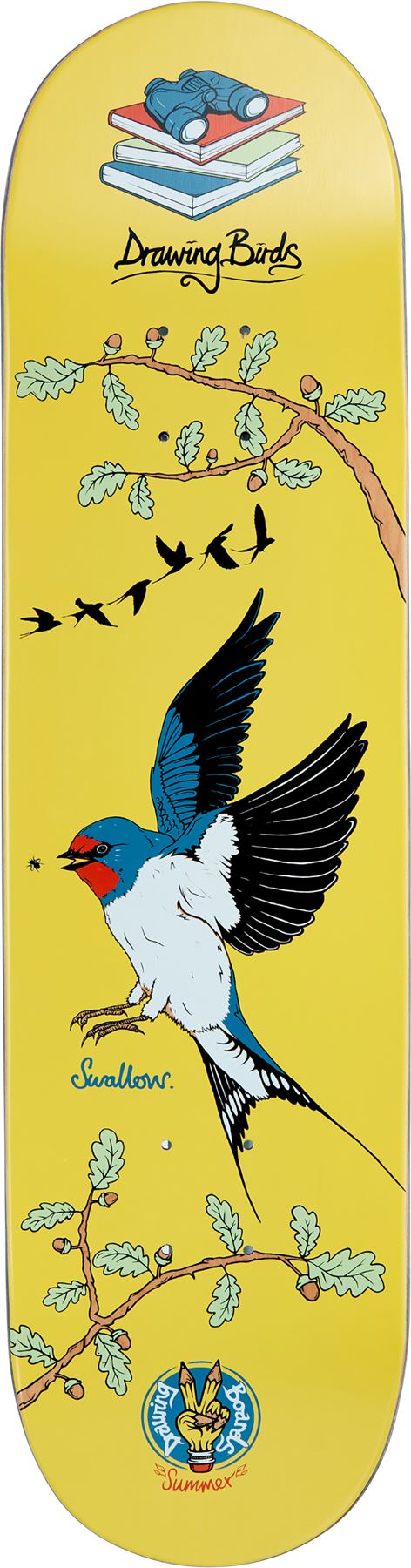 Drawing Boards Birds Series Swallow Skateboard Deck 8.5