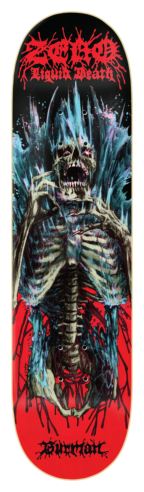 Zero x Liquid Death Skateboard Deck Dane Burman 8.5